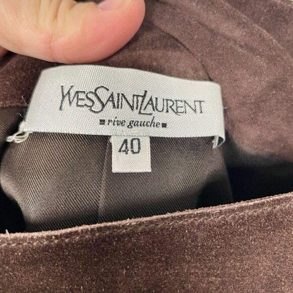 NWT Size: 40 (US size L/8)Yves Saint Laurent Colorblock Suede Wrap Skirt - Picture 14 of 15